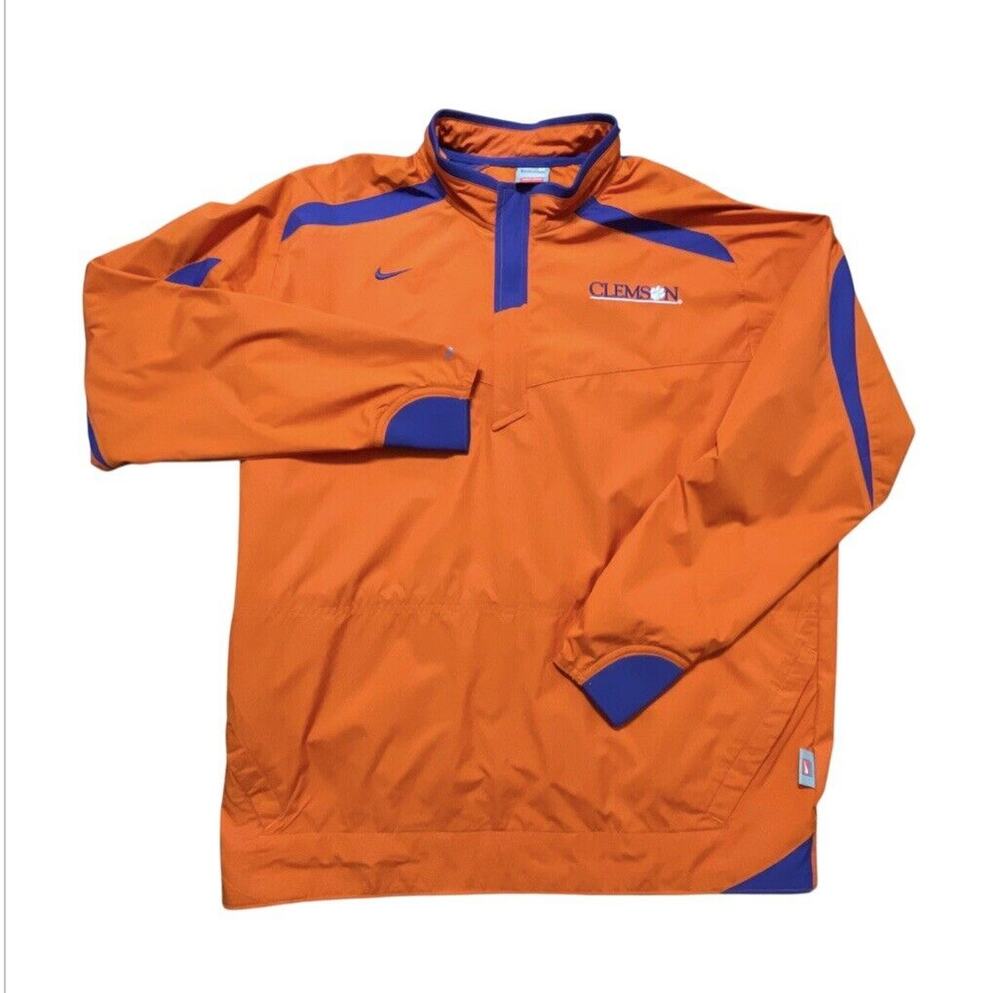 Nike Jacket Mens Medium Orange Team Clemson Tigers 1/4 Zip Windbreaker Dri Fit